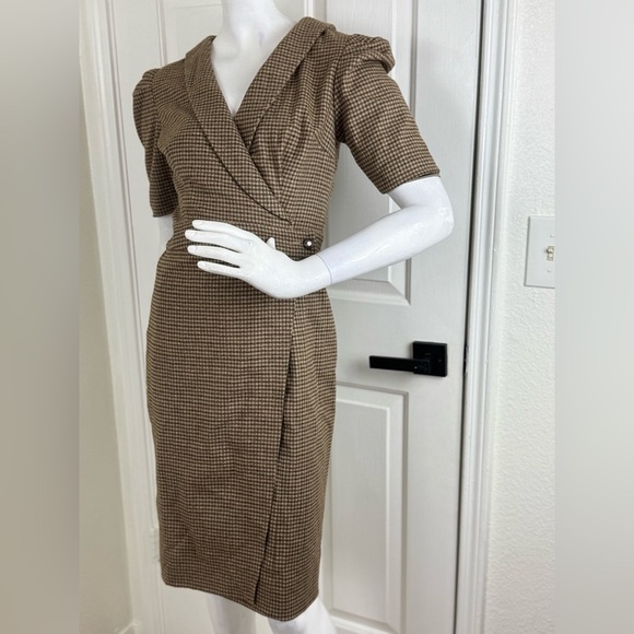 Jessakae Fox Group Size XXS Brown Plaid Short Sleeve Charlotte Shift Dress.  B6 - Picture 3 of 12